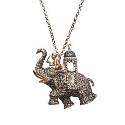 18ct Rose Gold Elephant Diamond Pendant