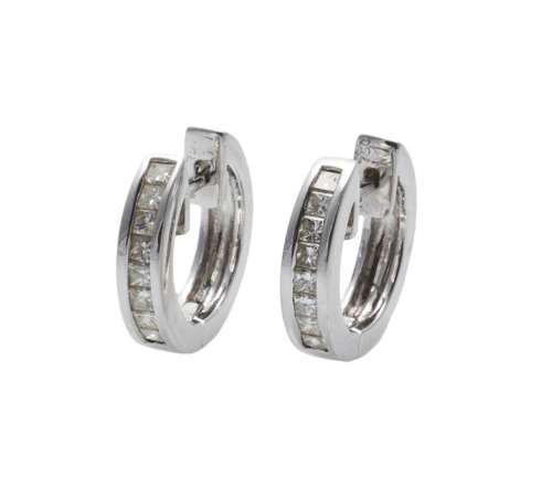 18ct White Gold Diamond Huggies