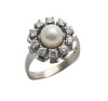 14ct White Gold Pearl and Diamond Ring