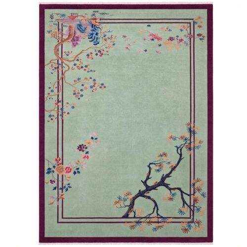 A Chinese Qing Dynasty 'Four Seasons Floral' Hand-knotted Wool Carpet
