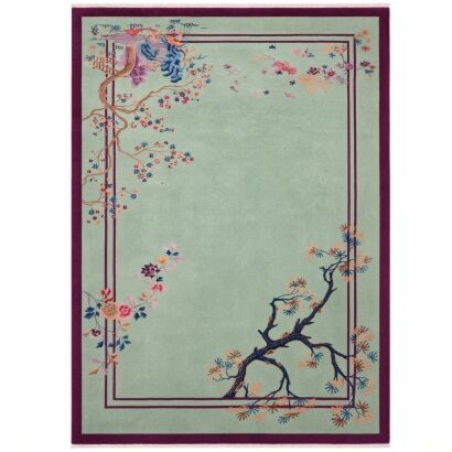 A Chinese Qing Dynasty 'Four Seasons Floral' Hand-knotted Wool Carpet