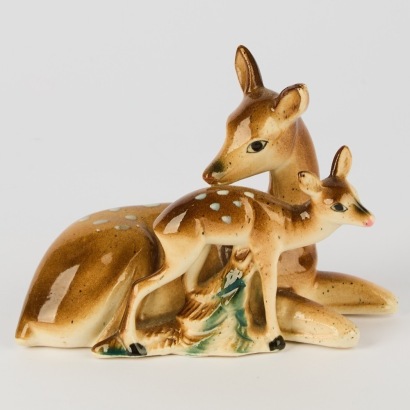 A Porcelain Doe and Fawn