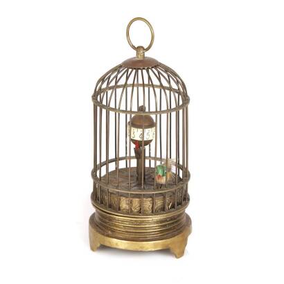 A 19th Century Swiss Caged Bird Clock C. 1880