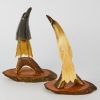 A Pair of Hand-Carved Horn and Antler Birds