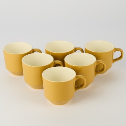 A set of six Vintage Crown Lynn Coffee Cups in Mustard Glaze