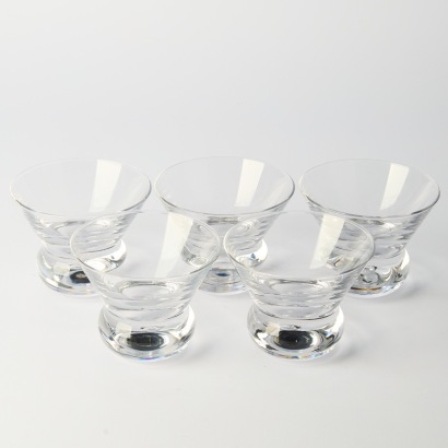 A collection of five Krosno Modernist Whiskey Glasses with Bubble Base