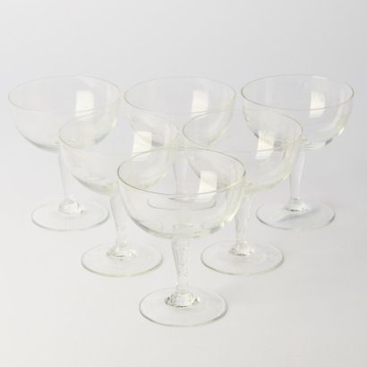 A set of six Vintage Etched Champagne Coupes