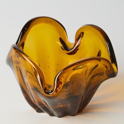 A Vintage Murano Amber Handkerchief Vase
