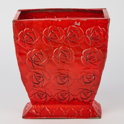 A Mexican Pressed Tin Vase