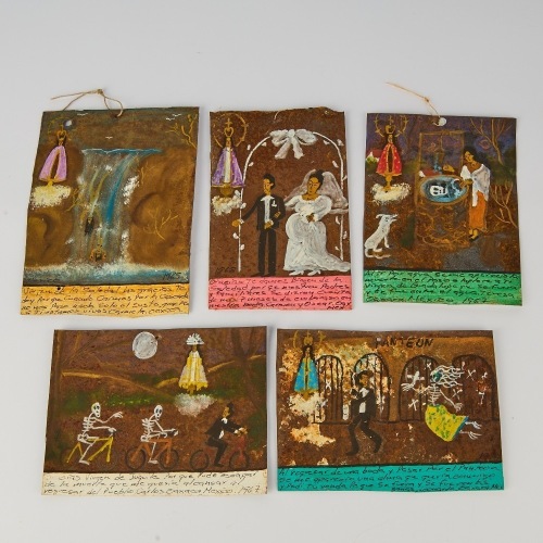 Five Ex Voto Artisan Tin Plaques