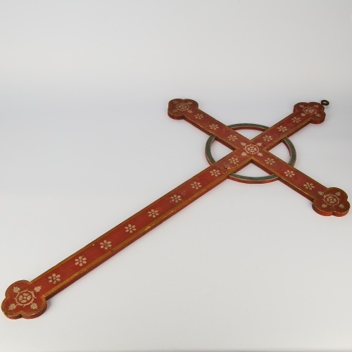 A European Folk Art Painted Wooden Processional Cross