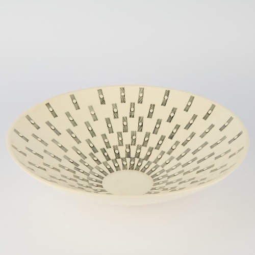 A Studio Ceramics Strips and Dots Bowl Signed TW