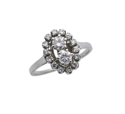 14ct White Gold Vintage Diamond Cluster Ring