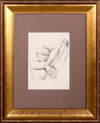 A Female Nude Sketch by Francine Van Hove, "Karen at Rest", 1983, Reproduction Print