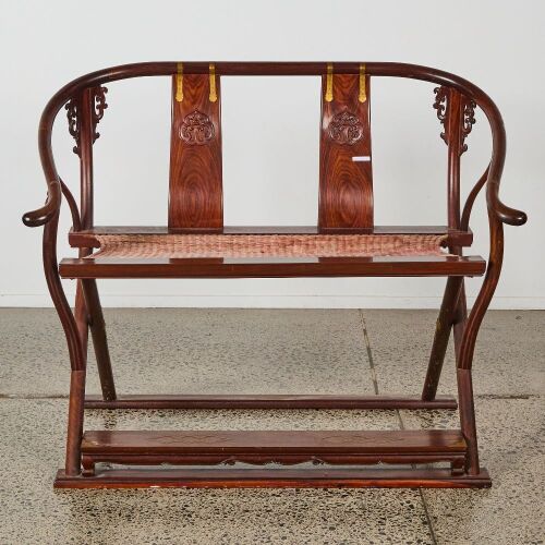 A Chinese Early to Mid-20th Century Hardwood Two-person Back Chair