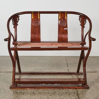A Chinese Early to Mid-20th Century Hardwood Two-person Back Chair