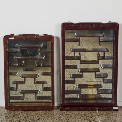 A Set of Two Chinese Hardwood Hanging Display Shelves