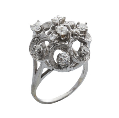 14ct White Gold Diamond Cluster Ring