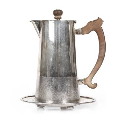 Chinese Silver Export Stamped Coffee Pot on Dish Stand, C. 1910