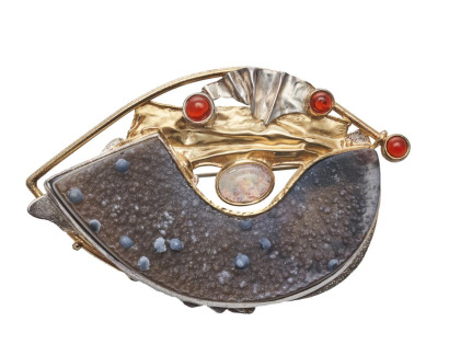 Christine Hafermalz-Wheeler Botroidal Agate and Opal Brooch