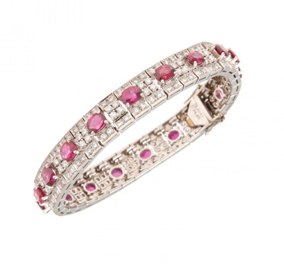 Platinum Ruby and Diamond Bracelet