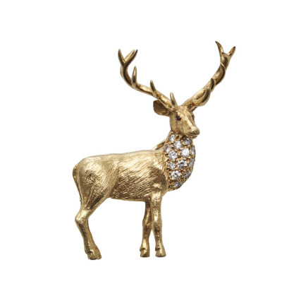 18ct Diamond and Ruby Stag Brooch