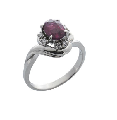 Platinum Ruby and Diamond Ring