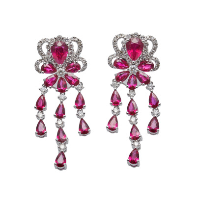 18ct White Gold Ruby and Diamond Earrings