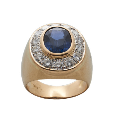 18ct Men's Sapphire and Diamond Ring