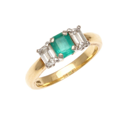 18ct Emerald and Diamond Ring