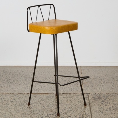 A Pair of Brown Mid-Century Vinyl Stools