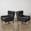 A Pair of Scandinavian Borge Mogensen style Leather Wingback Chairs