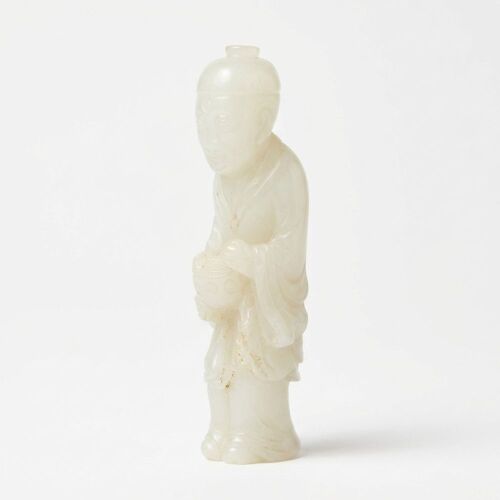 A Chinese Qing Dynasty Carved White Hetian Jade Figure