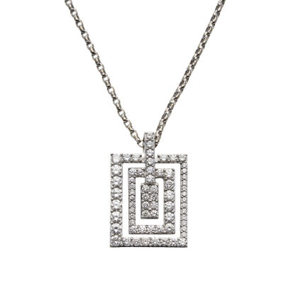 18ct White Gold Geometric Diamond Pendant