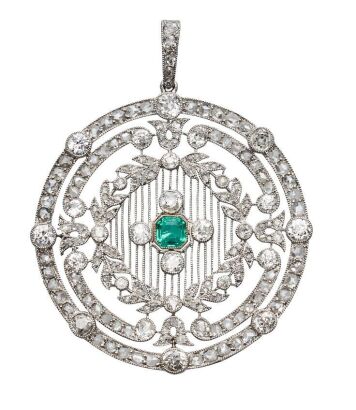 An Important Edwardian Emerald and Diamond Pendant