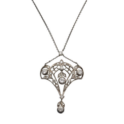 Platinum Edwardian Diamond Pendant