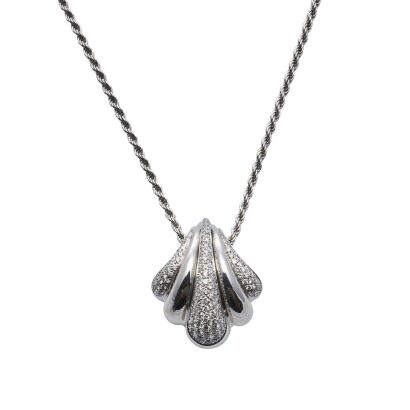 18ct White Gold Damiani Diamond Shell Pendant