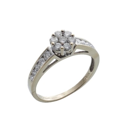 14ct White Gold Diamond Cluster Ring