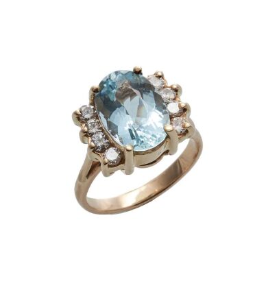 14ct Aquamarine and Diamond Dress Ring