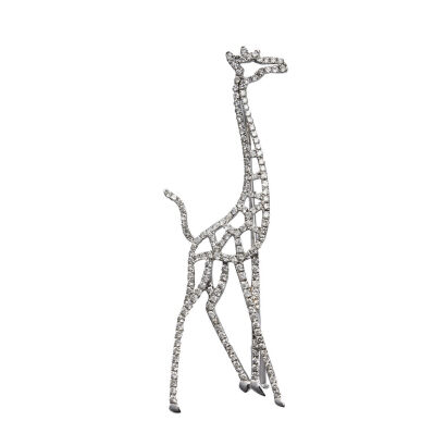 18ct White Gold Diamond Giraffe Brooch