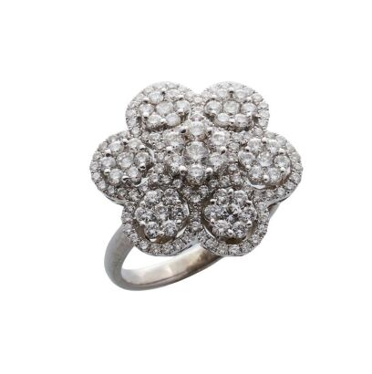 18ct White Gold Diamond Cluster Ring