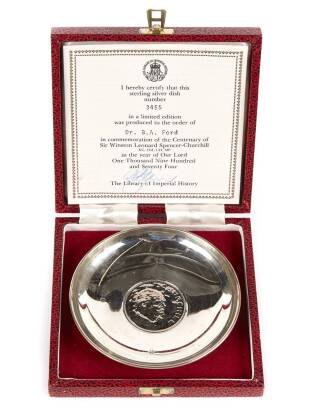 A Small Sterling Silver Cased Commemorative Dish 1974 Sir Winston Leonard Spencer-Churchill