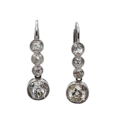 Platinum Edwardian Diamond Drop Earrings