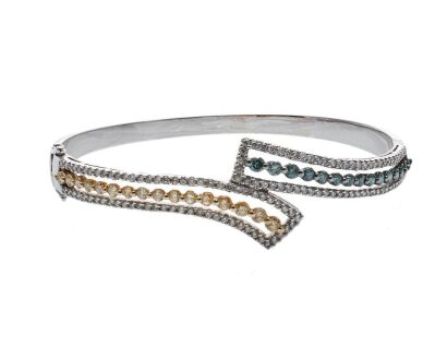 18ct White Gold Yellow and Green Diamond Bracelet