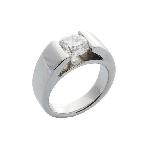 Platinum Tension Set Diamond Ring