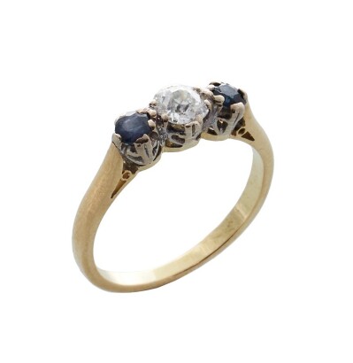 18ct Sapphire and Diamond Three Stone Ring