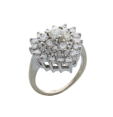 14ct White Gold Diamond Cluster Ring