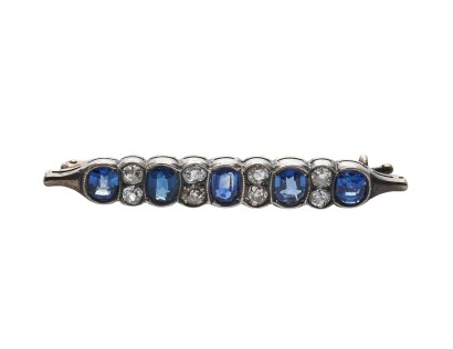 14ct Vintage Sapphire Diamond Brooch