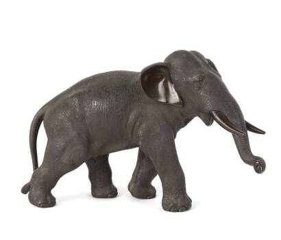 A Japanese Meiji Period Bronze Elephant C. 1900