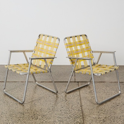 A Pair of Retro Yellow Folding Chairs